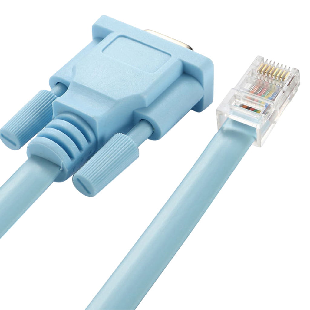 Blue 1.8m DB 9Pin RS232 Serial To RJ45 CAT5 Ethernet Adapter LAN Console  Cable 