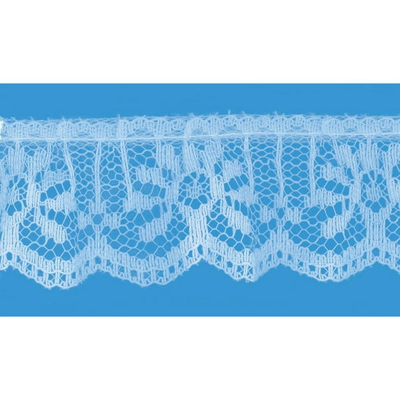 Blue 1 Inch Ruffled Vertical Lace
