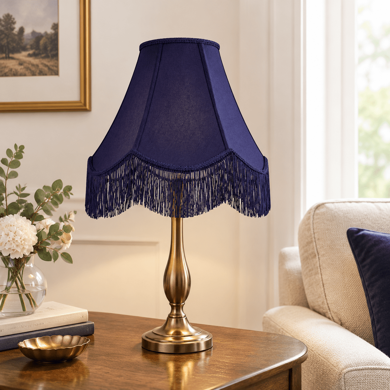 2 Inch Bell Blue 1 Pack 6 x 13 x 10.6 Inch Fringe Scalloped Bell Lamp Shade ...
