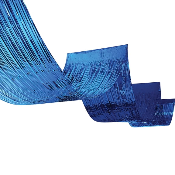 Blue 1-Ply Metallic Fringe Ceiling Curtains, 19" x 16', Pack of 3