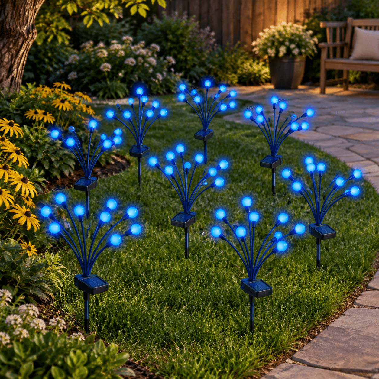 Fire Fly Packing Blue 10 Pack Solar Swaying Firefly Garden Lights for Outdoor Yard ...