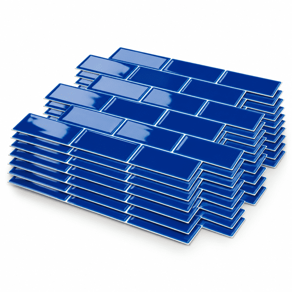 Blue 10-Sheet Peel and Stick Crystal Texture Tile Backsplash for Kitchen and Bathroom