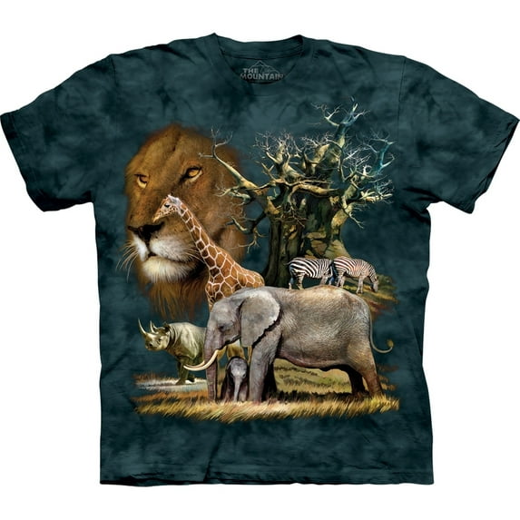 Blue 100% Cotton Africa Collage Novelty T-Shirt