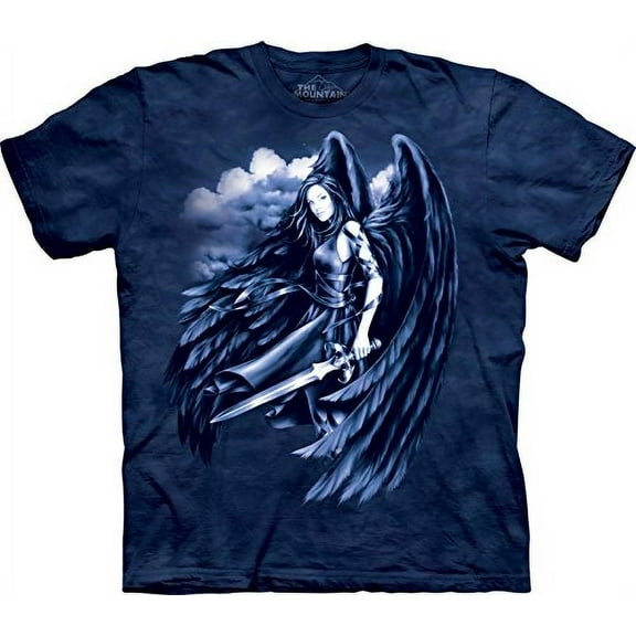 Blue 100% Cotton Fallen Angel Graphic Novelty T-Shirt