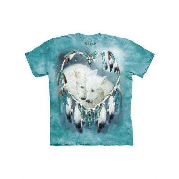 Blue 100% Cotton Wolf Heart Graphic Novelty T-Shirt