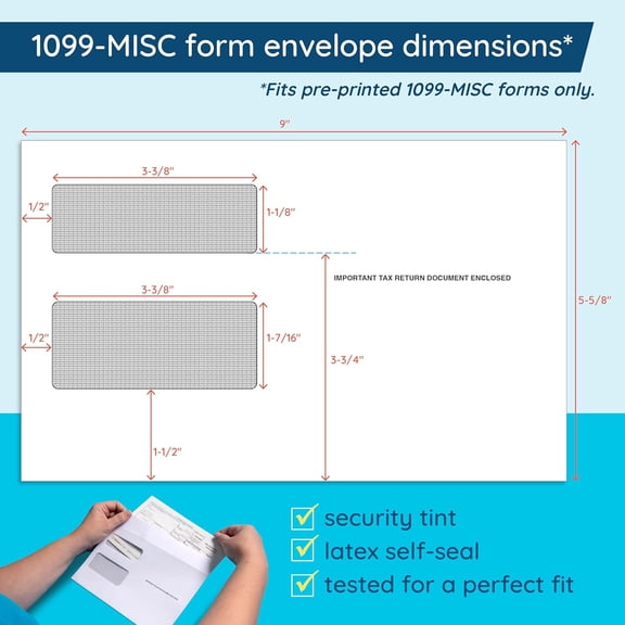 Blue 1099 MISC Forms 2025 with Envelopes, 1099-MISC 4 Part Tax Forms Kit, 50 Vendor Kit of Laser Forms, Compatible with QuickBooks and Accounting Software, 50 Self Seal Envelopes Included