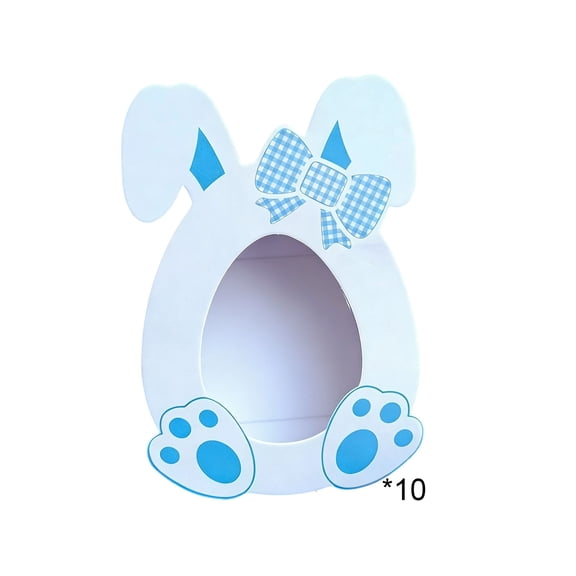 Blue 10Pcs Easter Bunny Egg Carton Boxes, Paper Candy Wrappers For Party Favors, Diy Craft Treat Holders, Pink Blue