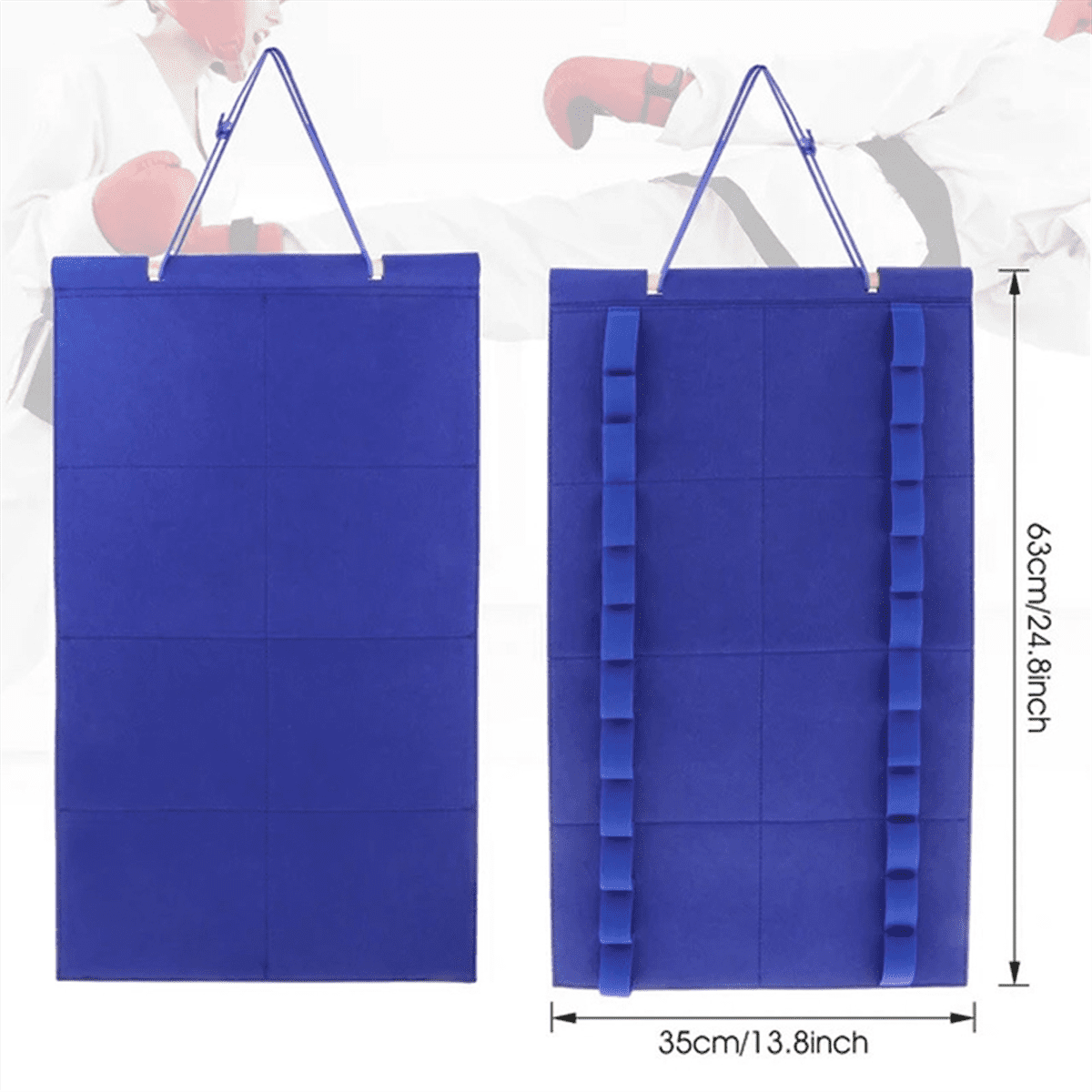 Blue 12 Belts Karate Black Belt Display Rack, Taekwondo Belt Display