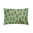 thumbnail image 1 of Blue 12"x26" (30x65 cm) Lumbar Pillow Cover, Jacquard Silk Foil Pintucks & Beaded Oblong Pillow, Striped Pattern Modern Style - Madelaine, 1 of 3