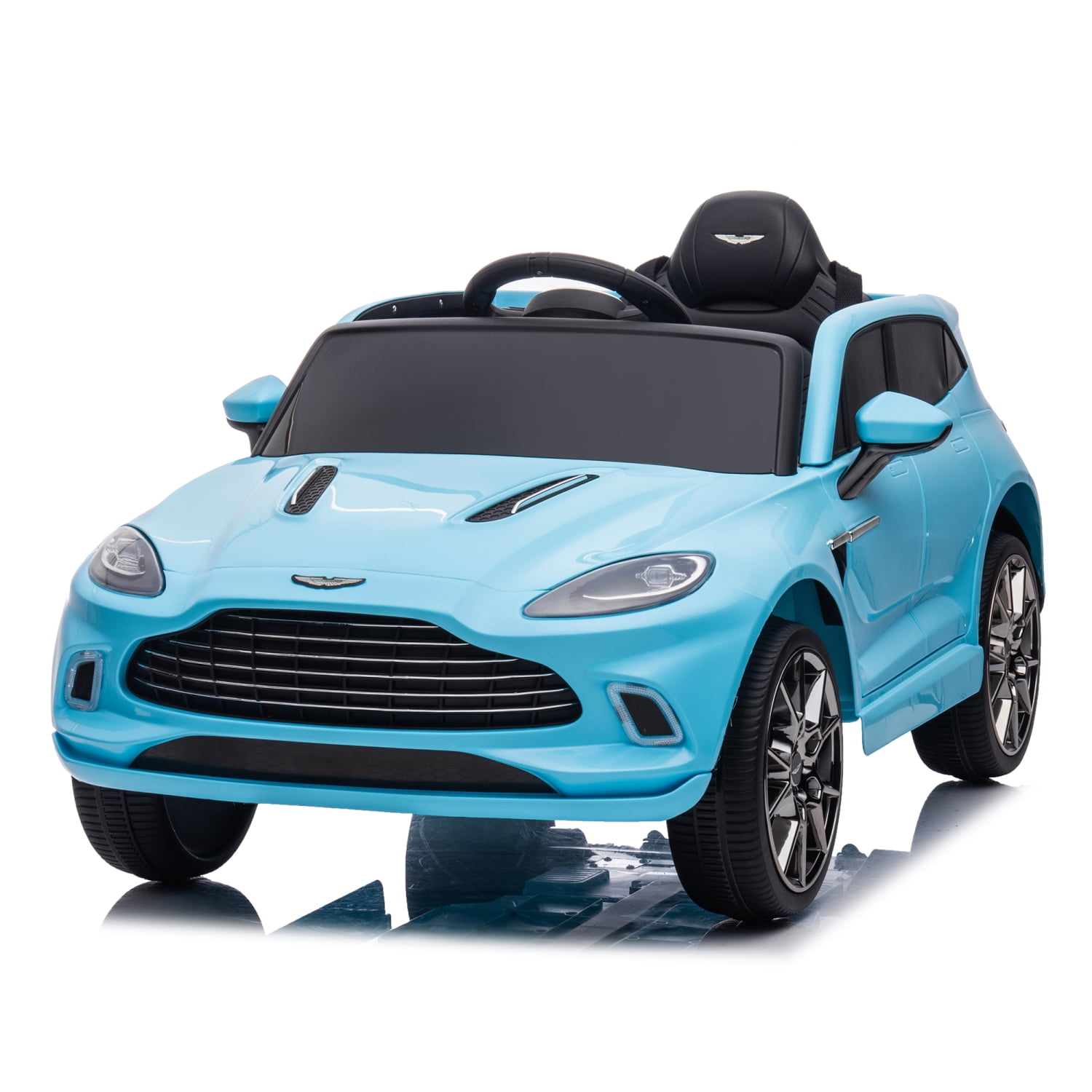 Blue 12V Dual-drive Battery Powered Kids Ride-on Car with LED ...