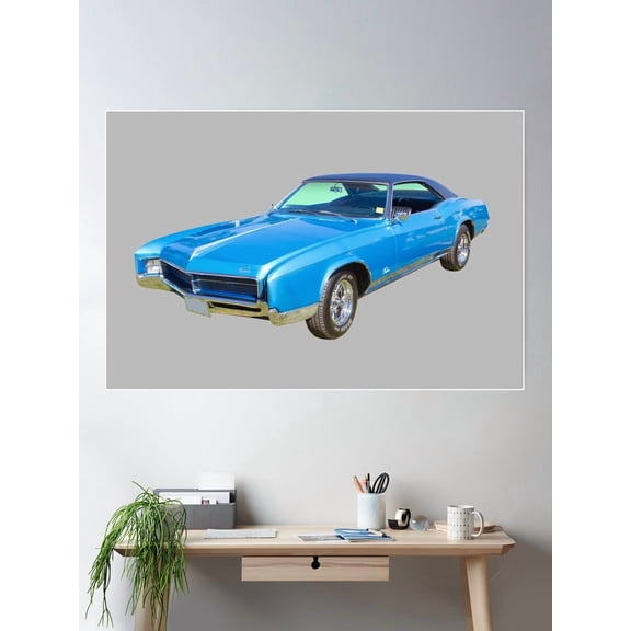 Blue 1967 Buick Riviera Muscle Car Poster Wall Art, Modern Wall Decor For Living Room Bedroom, 8x12 UNFRAMED