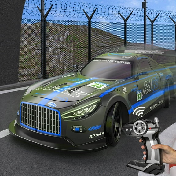 Blue 2.4Ghz Remote Control Racing Car Rechargeable Four Wheel Drive Off Road Vehicle With Light Music Water Spray Drift Toy