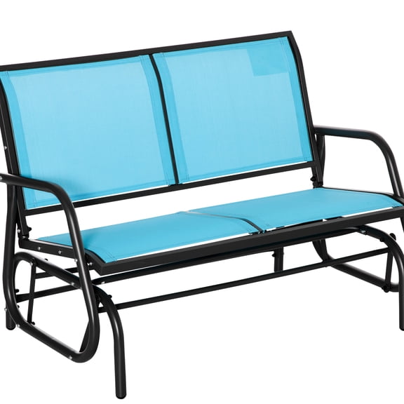 Blue 2 Glider . Comfortable Sling, Quick-drying. Steel Frame With Powder Coating, 440 Lbs. Support. Smooth Rocking, Heat & Wear . Versatile For Backyard, Front Yard. 46.77" L X 27.5" W 33.5" H Patio