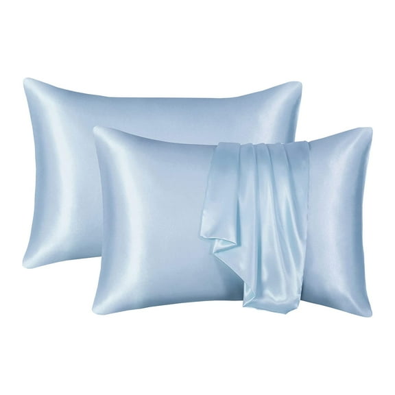 Blue 2-Pack Silk Pillowcases With Envelope Closure, Smooth For Hair Care, 51X66Cm, 4 Colors Available