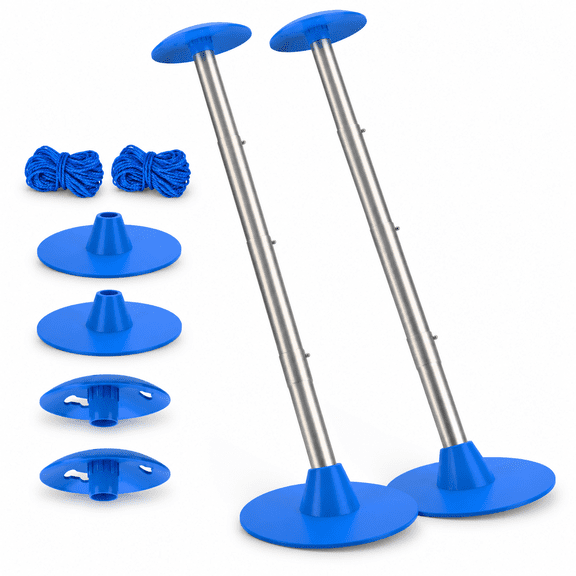 Blue 2 Pack Steel Boat Cover Support Pole System, Adjustable 17" to 55"