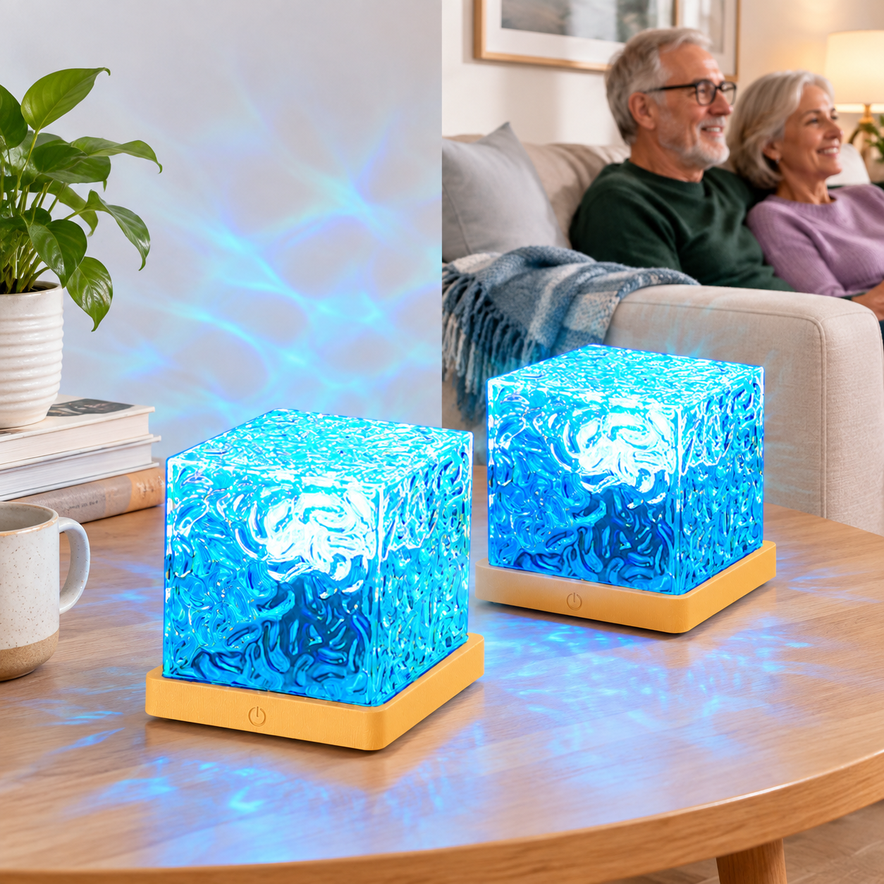 Cubing Language Blue 2 Pack Wave Projector Light Cube 16 Color Ambient Lighting ...