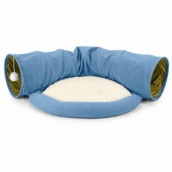 Blue 2-in-1 Collapsible Bunny Tunnel Bed for Small Pets