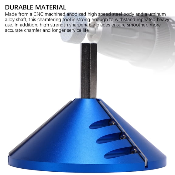 Blue 2-in-1 Drill Pipe Reamer & Chamfer Tool for PVC CPVC ABS PP PE, 0.75-3.5in ID, 0.92-3.89in OD