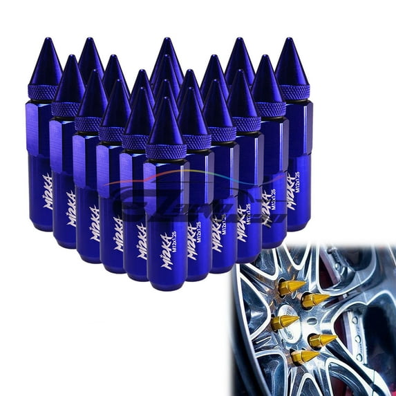Blue 20 PCS M12X1.25 Lug Nuts Spiked Extended Tuner Aluminum Wheels Rims Cap Mi2KA