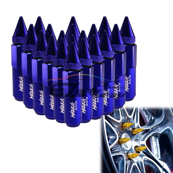 Blue 20 PCS M12X1.25 Lug Nuts Spiked Extended Tuner Aluminum Wheels Rims Cap Mi2KA
