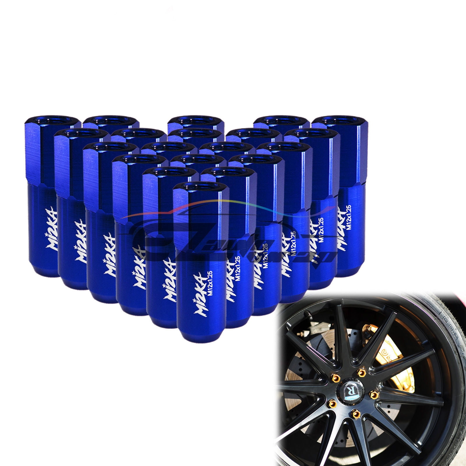 Blue 20 PCS M12X1.5 Lug Nuts Extended Tuner Aluminum Wheels Rims Cap ...