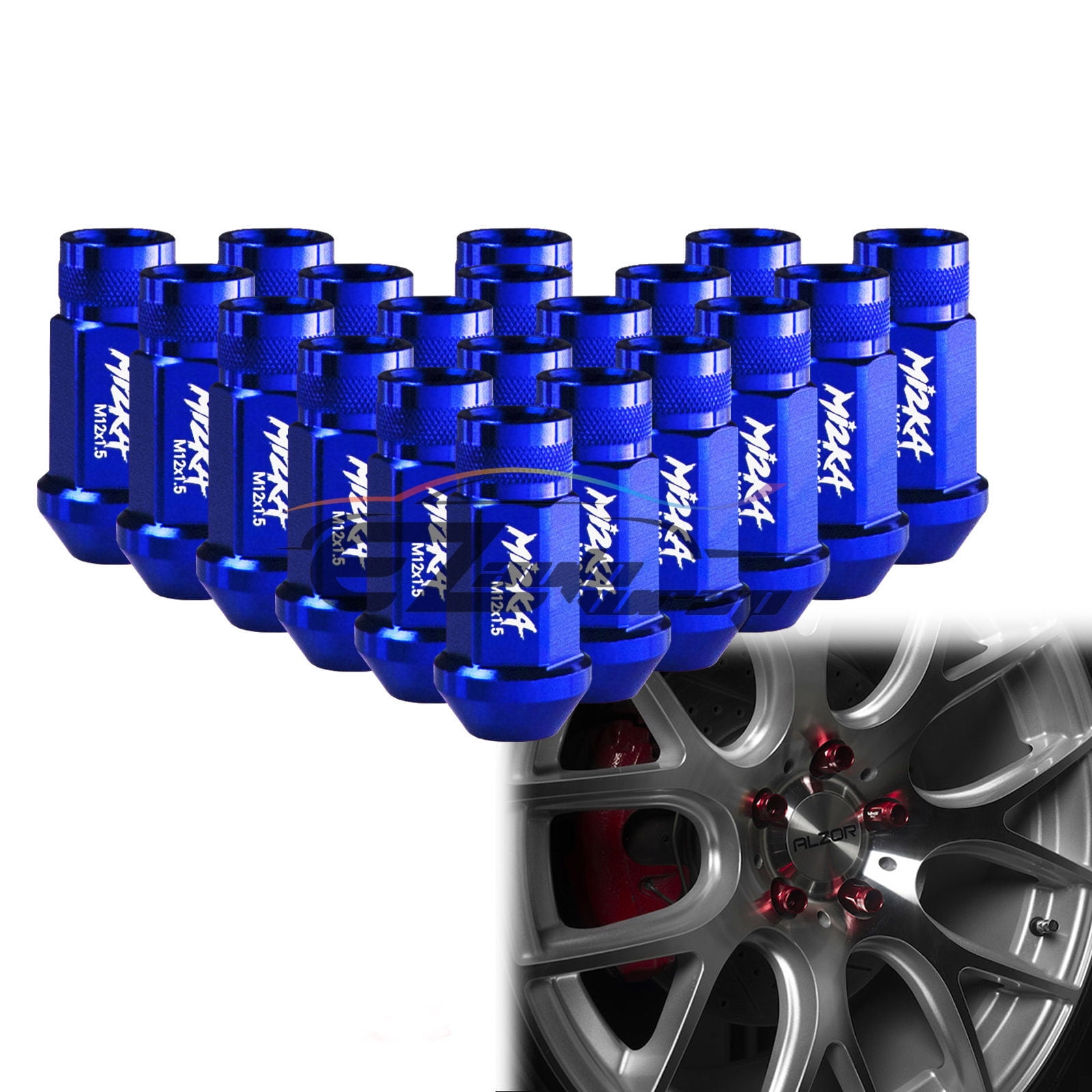 Blue 20 PCS M12X1.5mm Screw Lug Nuts Short Tuner Aluminum Wheels Rims Cap WN01 Mi2KA