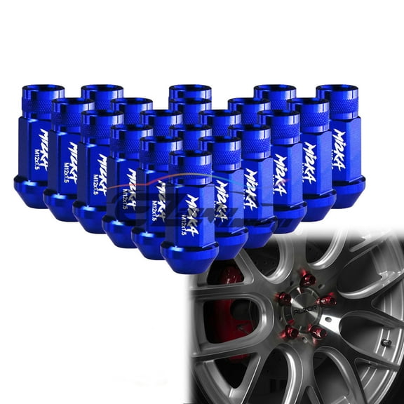 Blue 20 PCS M12X1.5mm Screw Lug Nuts Short Tuner Aluminum Wheels Rims Cap WN01 Mi2KA