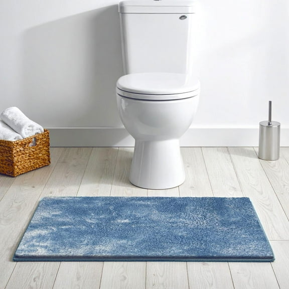 Blue 20"x32" Bath Mat with Non Slip Backing, Plush Bathroom Rug