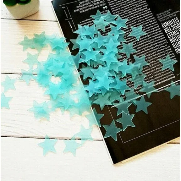 Blue 200 3D Home Wall Ceiling Glow In The Dark Stars Kids Room Plastic Stickers