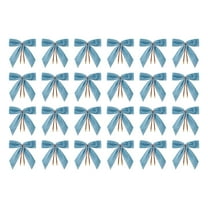 Blue 24 Pieces Blue Christmas Bow Flocking Cloth Tie Ribbon Party Decoration Velvet Diy For Tree Gift Accessory