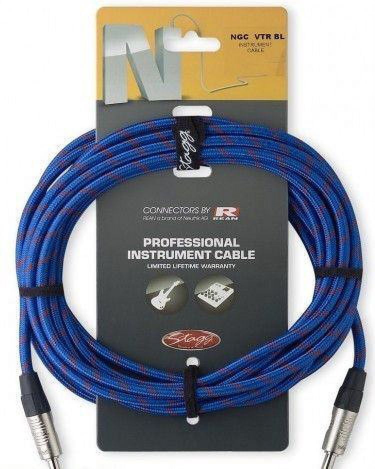 Blue 25' Neutrik Tweed Cloth Covered Guitar Amp Cable Cord Stagg # NGC7,6VTR BL