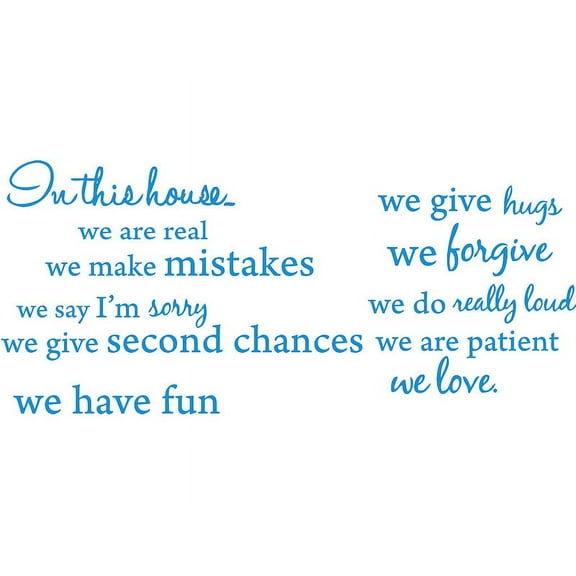 Blue 27" x 30" In this house, We are Real... Vinyl Wall Art Home Decor Decal Sticker