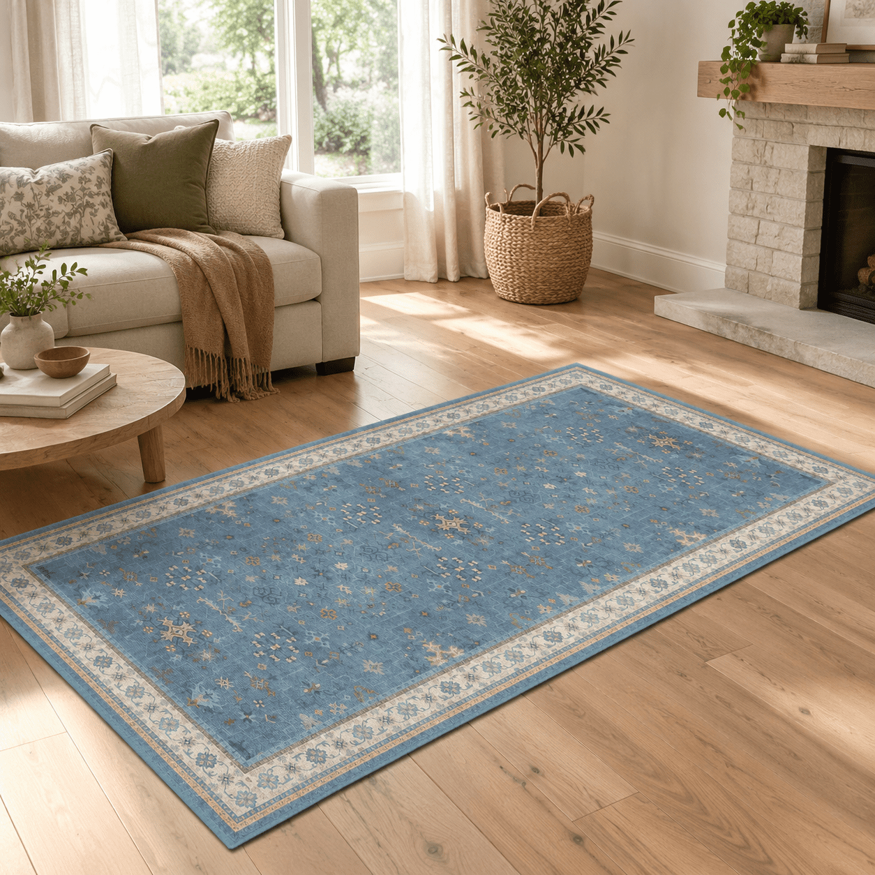 Blue 2x4 Runner Rug For Entryway Indoor Kitchen Floor Waterproof ...