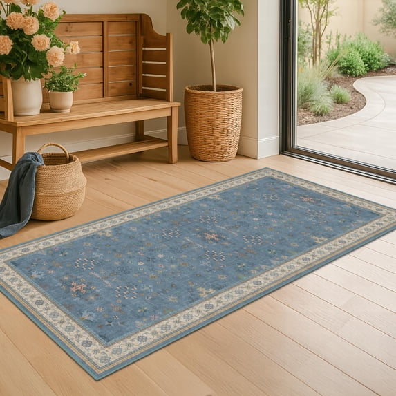 Blue Rug J Blue 2x4 Runner Rug For Entryway Indoor Kitchen Floor Waterproof ...