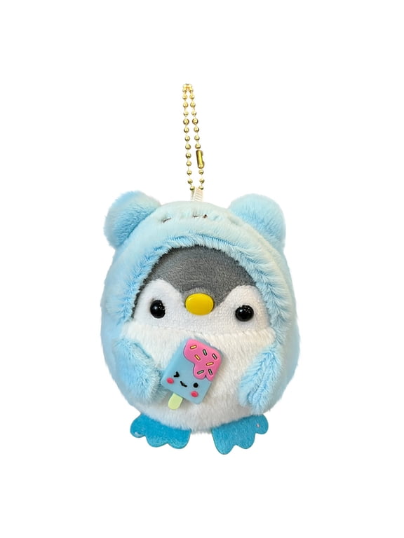 Blue Adorable Penguin Hanging Toy Featuring Pearl Chain Design 394 Inches Size For Children Bag Accessory
