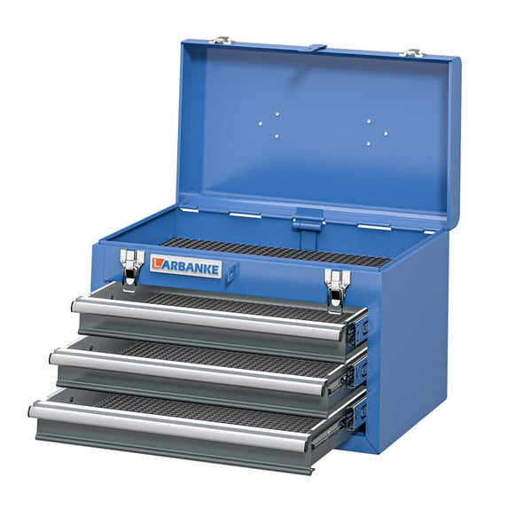 LARBANKE 3-Drawer Steel Tool Chest with Lock & Top Tray - Mobile Workshop Storage for Garage/Home