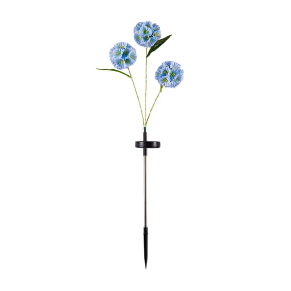 Blue 3 Head Solar Dandelion Lights Outdoor Garden Stake Lights Waterproof Plastic Solar Powered Led Lights For Yard Pathway Decor Auto On Off 1 Set