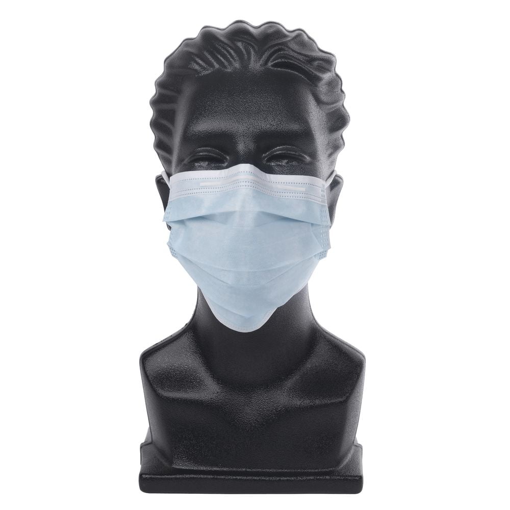 Blue 3-Ply Disposable Face Mask With Ear Loops - 7"L x 3 1/2"H