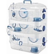 Blue 3-Solid Story Acrylic Clear Expansible and Customizable Hamster Habitat Mouse Home House Cage For Rodent Gerbil Mice Rat With Accessories