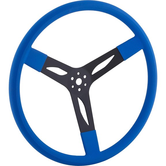 Speedway Motors 17 Inch Cushion Grip Steering Wheel Blue Vinyl Grip with 3 Inch Dish 3 Spoke Steel Design Compatible with 5 Bolt Steering Wheel Adapters for Racing and Street Rod