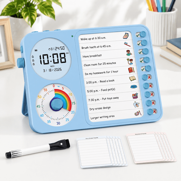 Blue 3-in-1 Visual Timer and Task Planning Tool for Home, School and Classroom