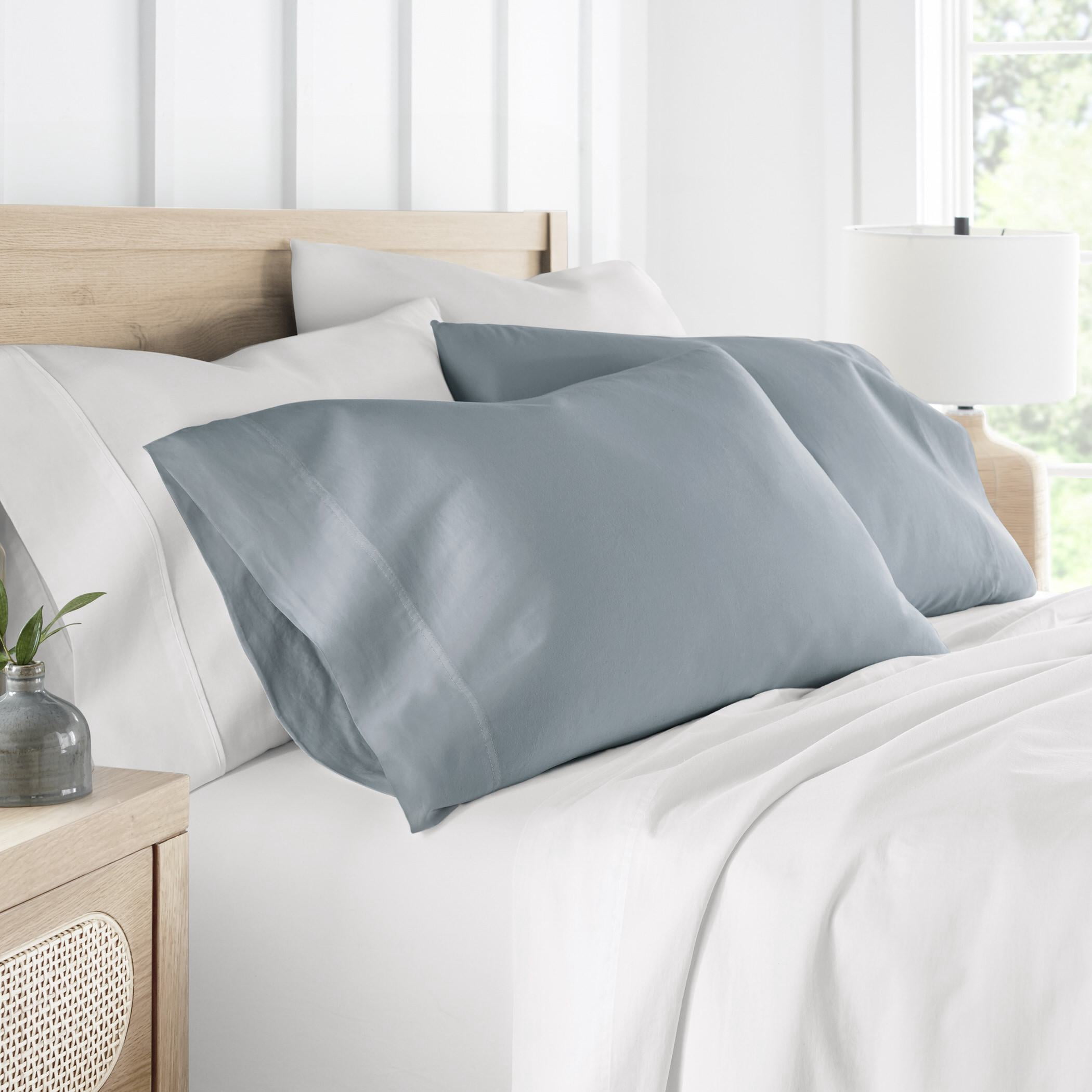 Blue 300TC Cotton Cooling Pillow Case Set, King, by Noble Linens