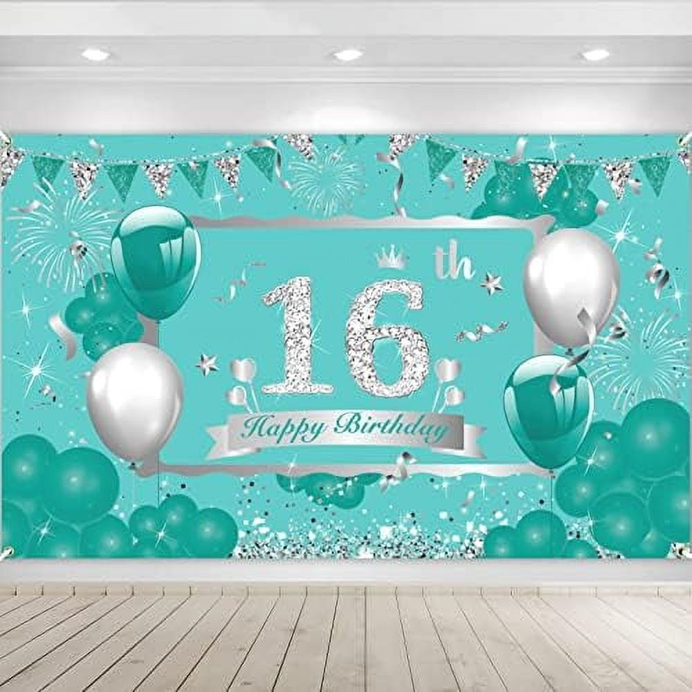 Blue 30th Birthday Decorations Banner for Men Women Navy Blue Silver