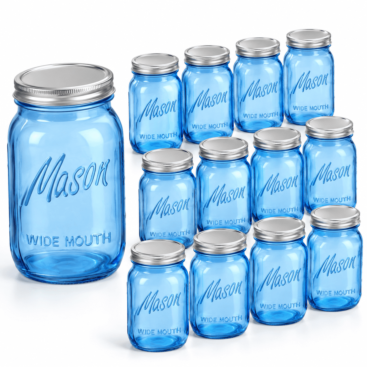 Feed Storage Signage Blue 32 Oz Mason Jars 12 Pack with Airtight Lids for Pickling ...