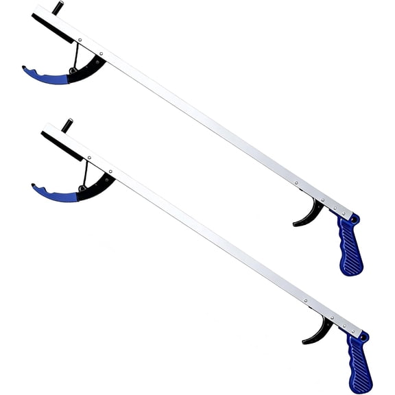Blue  32" er Grabber Tool for Seniors - 2 Pack Lightweight Trash Picker Upper & Pick Up Stick with Magnetic Tip - Long Mobility Aid for Wheelchair & Surgery Recovery