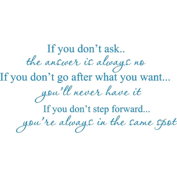 Blue 32" x 35" If you don't ask Vinyl wall art Inspirational quotes and saying home decor decal sticker