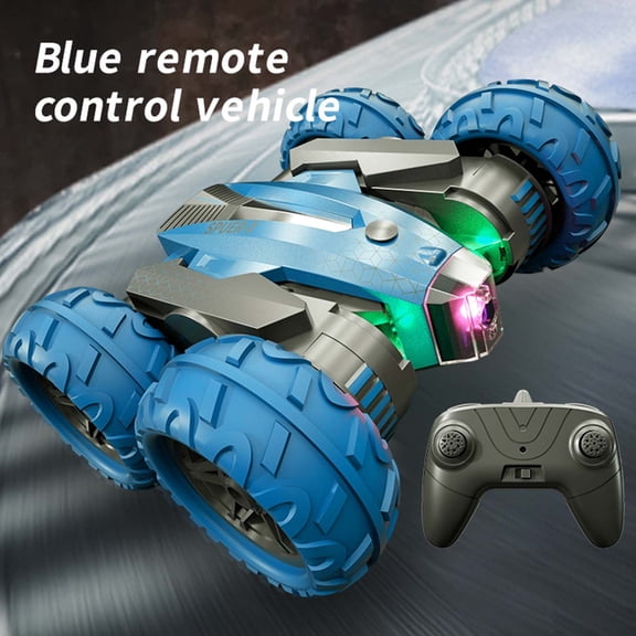 Blue 360 Degree Stunt Rc Car Rechargeable Double Sided Dumper Remote Control Off Road Vehicle Blue