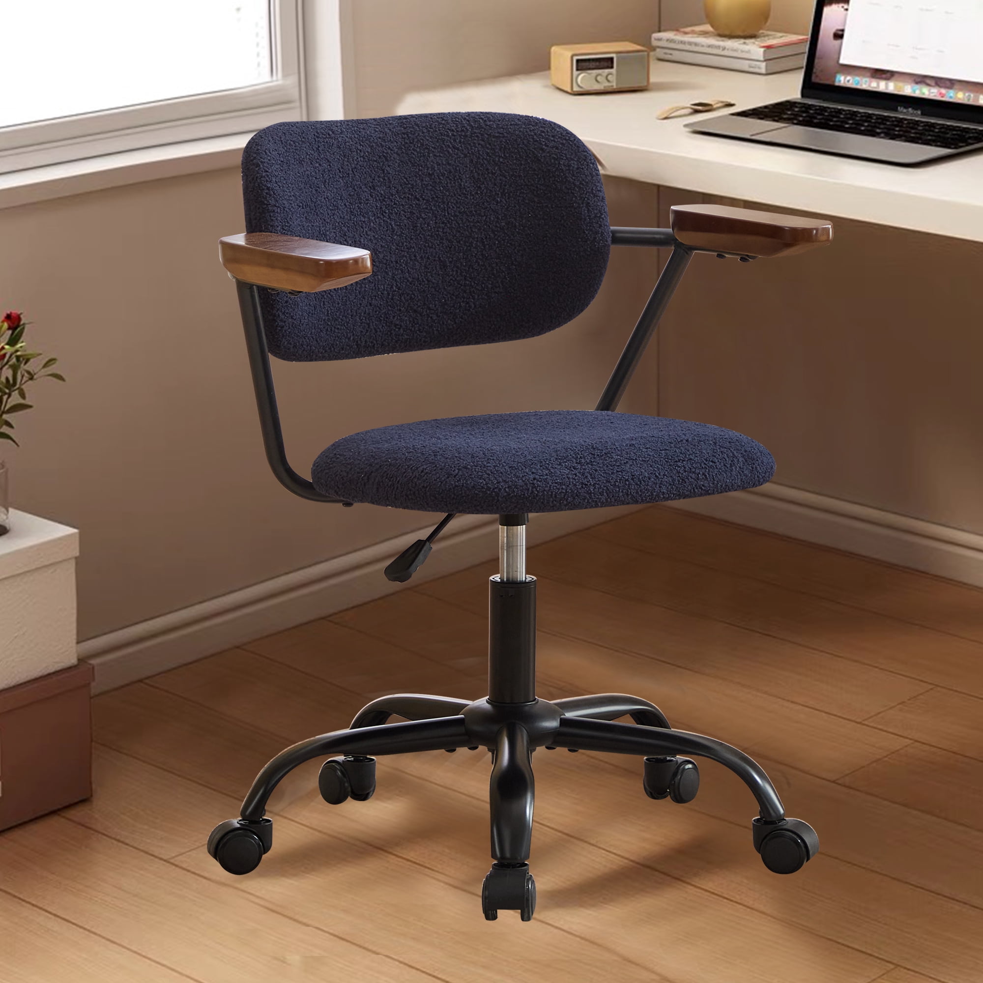 Blue 360 ° rotating wheel height adjustable computer chair, office desk