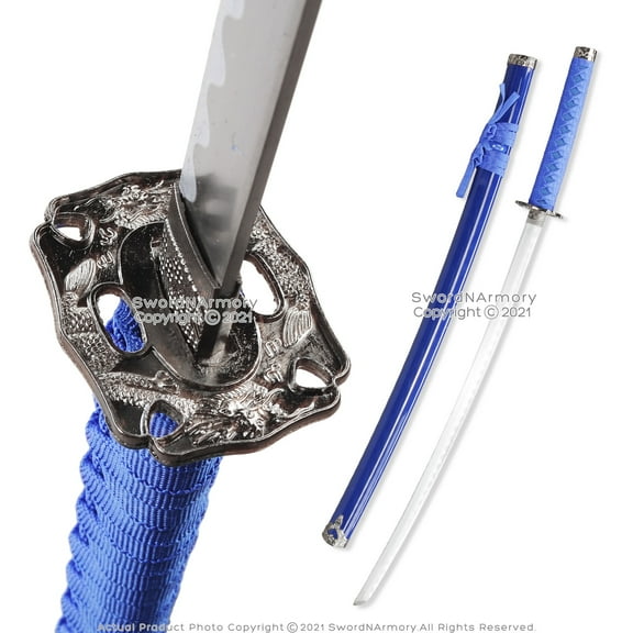 Blue 39.5” Classic Dragon Katana Samurai Sword Unsharpened Steel