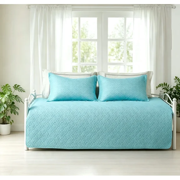 Blue 39"x75" 3 Piece Geometric Print Daybed Bedding Cover Set with Shams